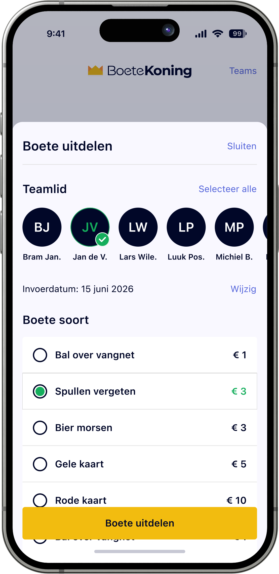 Boete uitdelen in BoeteKoning